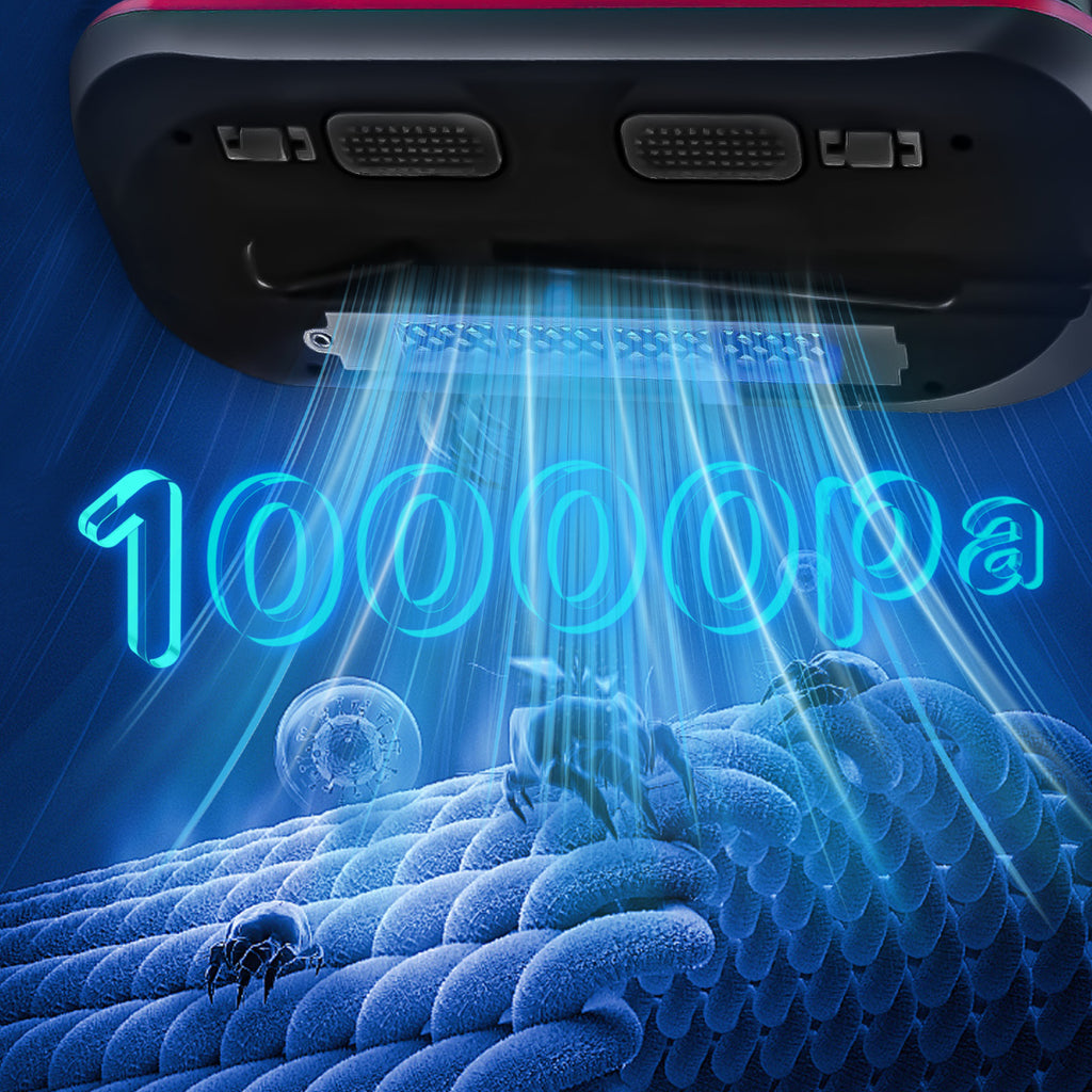 Smaven Mattress Vacuum Cleaner with blue light and '100000pa' text on a blue background