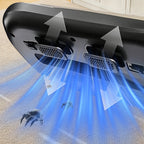 Smaven Mattress Vacuum Cleaner with blue light and arrows indicating airflow on a textured surface.
