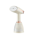 White handheld Smaven Steamer with rose gold accents on a white background