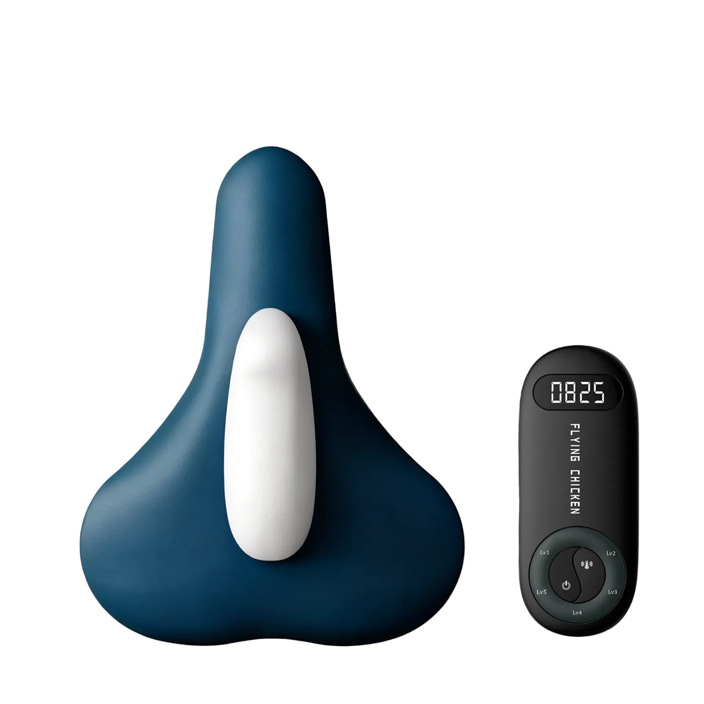 Blue and white Sonora Pelvic Floor Muscle Trainer with a black digital device labeled 'Flying Chicken' on a white background