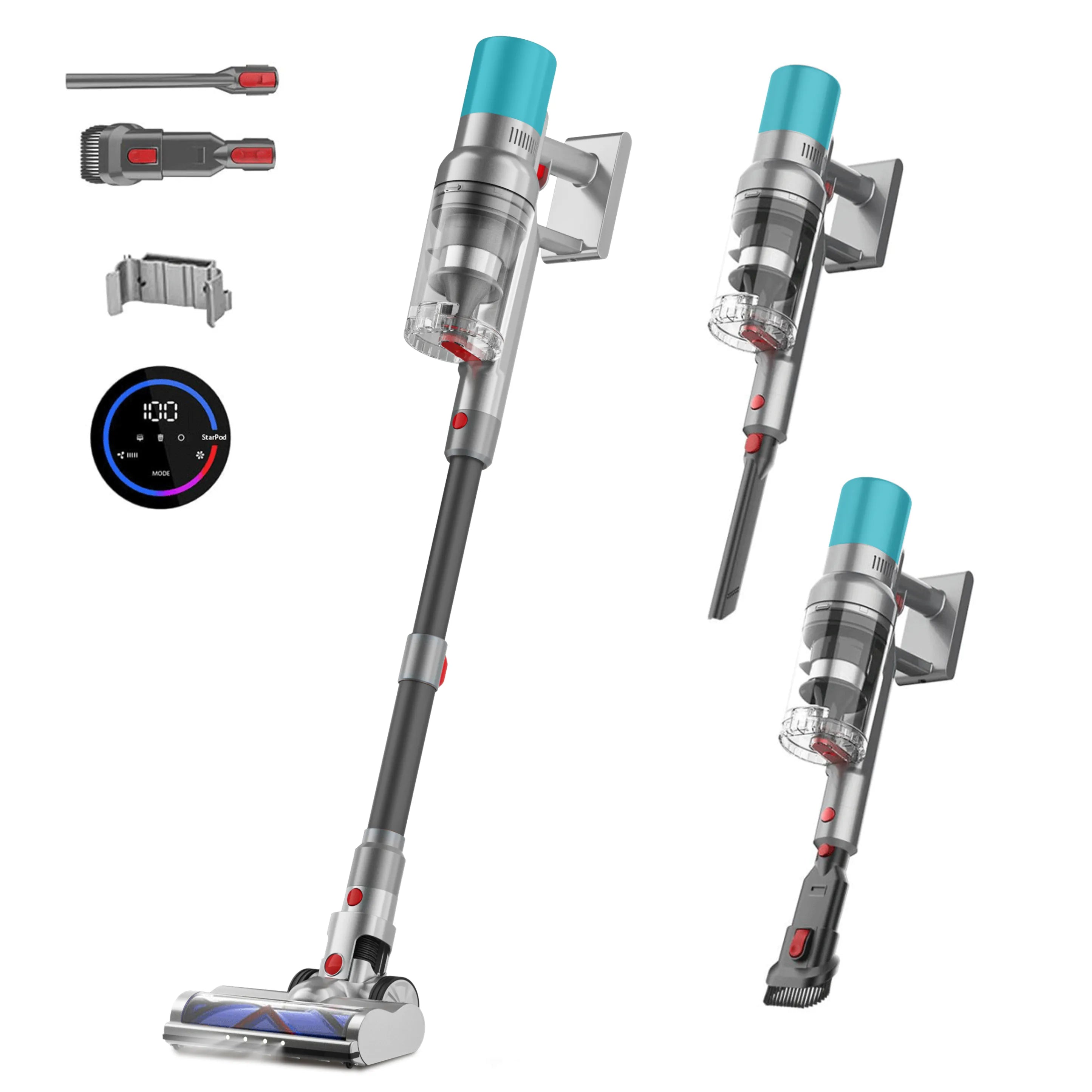StarPod V18 Vacuum cleaner with attachments on a white background