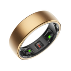 Gold Thurgoo Smart Ring with electronic components on a white background
