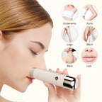 Woman using a Trovoro Lady Shaver on her lips with body部位 icons displayed.