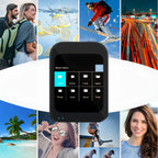 Black Trovoro Pocket Camera with interface on a collage of various images including people, nature, and activities.