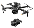 Black V198 drone shown from multiple angles with its remote controller, phone screen mockup, folded drone view, and retail box on a white background. The box reads Viper and includes a small orange accent.