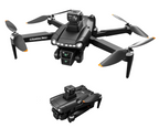 Black V198 drone shown from multiple angles with its remote controller, phone screen mockup, folded drone view, and retail box on a white background. The box reads Viper and includes a small orange accent.