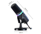 Black VIOSBO X1 Microphone with measurements on a white background