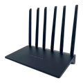 Black Vakoda Wi‑Fi 6 Router with multiple antennas on a white background