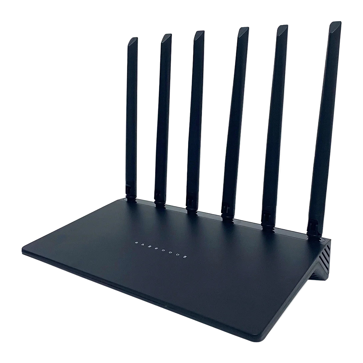Black Vakoda Wi‑Fi 6 Router with multiple antennas on a white background