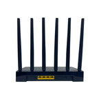 Black Vakoda Wi‑Fi 6 Router with multiple antennas on a white background