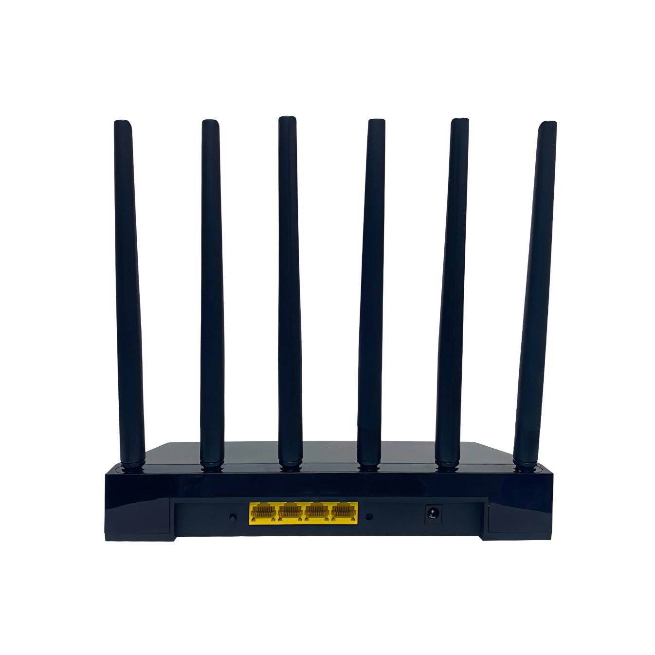 Black Vakoda Wi‑Fi 6 Router with multiple antennas on a white background