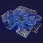 Isometric view of a modern house layout with smart home Vakoda Wi‑Fi 6 Router features on a dark background