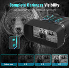 Infrared Valisus Night Vision Binoculars with screen displaying bear images, surrounded by a bear in the dark.
