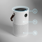 White Veoair Air7 Air Purifier with digital display on a gray background