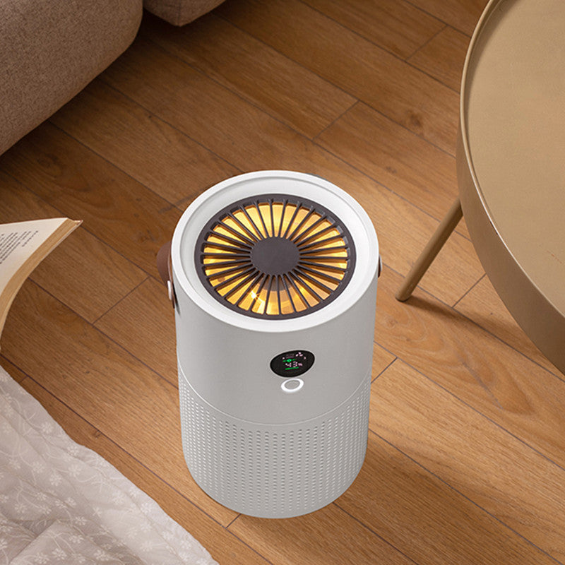 Veoair Air7 Air Purifier on a wooden floor in a living room setting