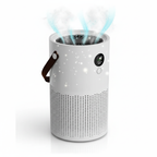 White Veoair Air7 Purifier with blue light on a white background