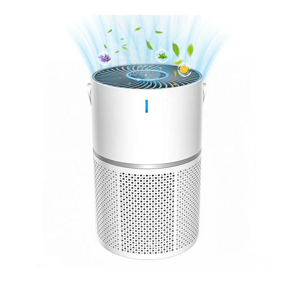 Veoair GL-K8 Smart Air Purifier with a white and blue design on a white background