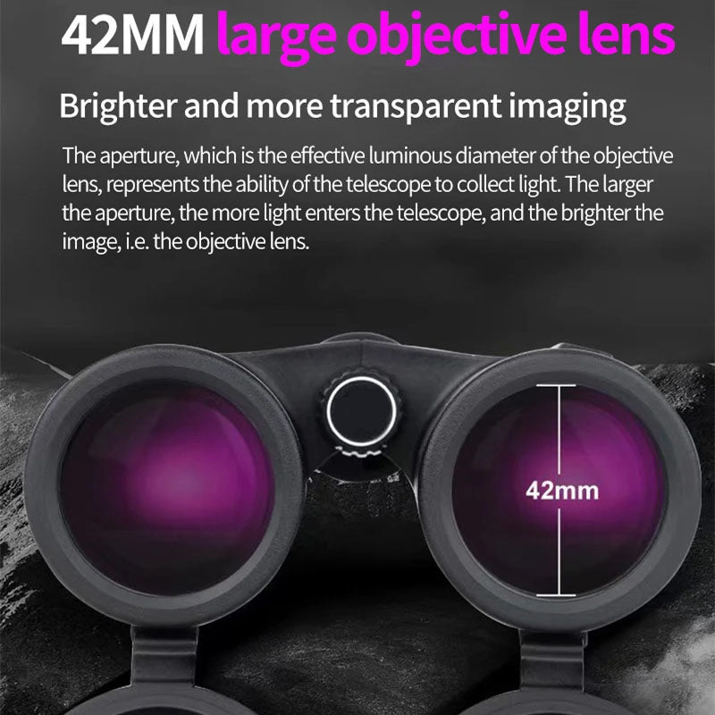 WildiView Binoculars with 42mm objective lens on a dark background