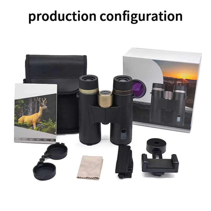 WildiView Binoculars with accessories and packaging on a white background