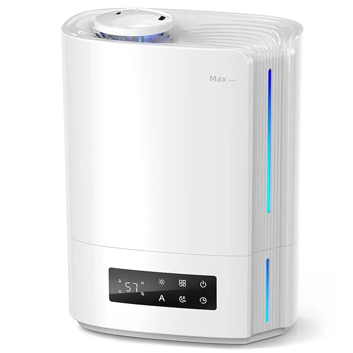 White Zynova Humidifier with digital display on a white background