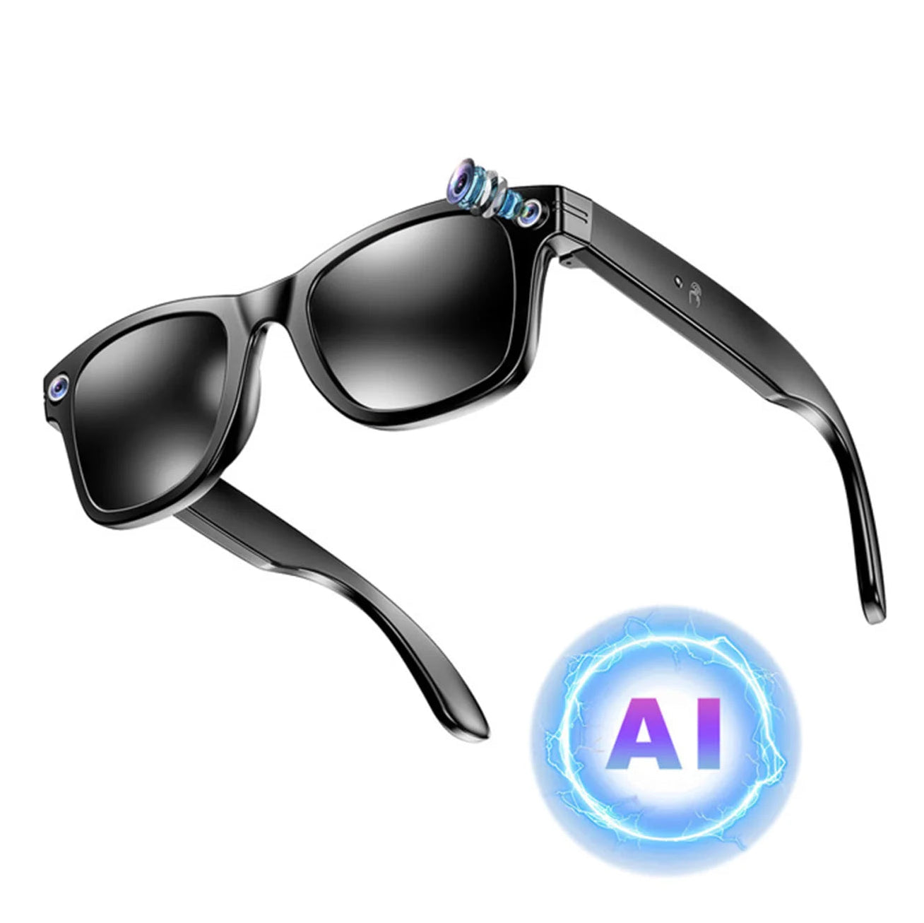 Black Fracix AI Glasses with AI logo on a white background