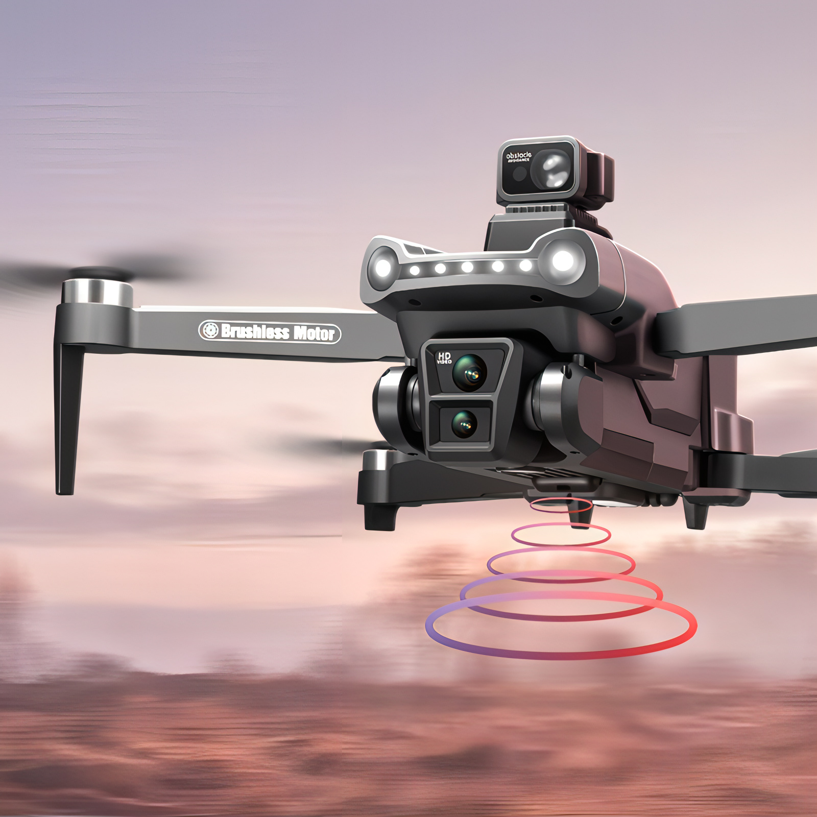 eonvy air+ pro max Drone with camera and brushless motor branding against a blurred landscape background