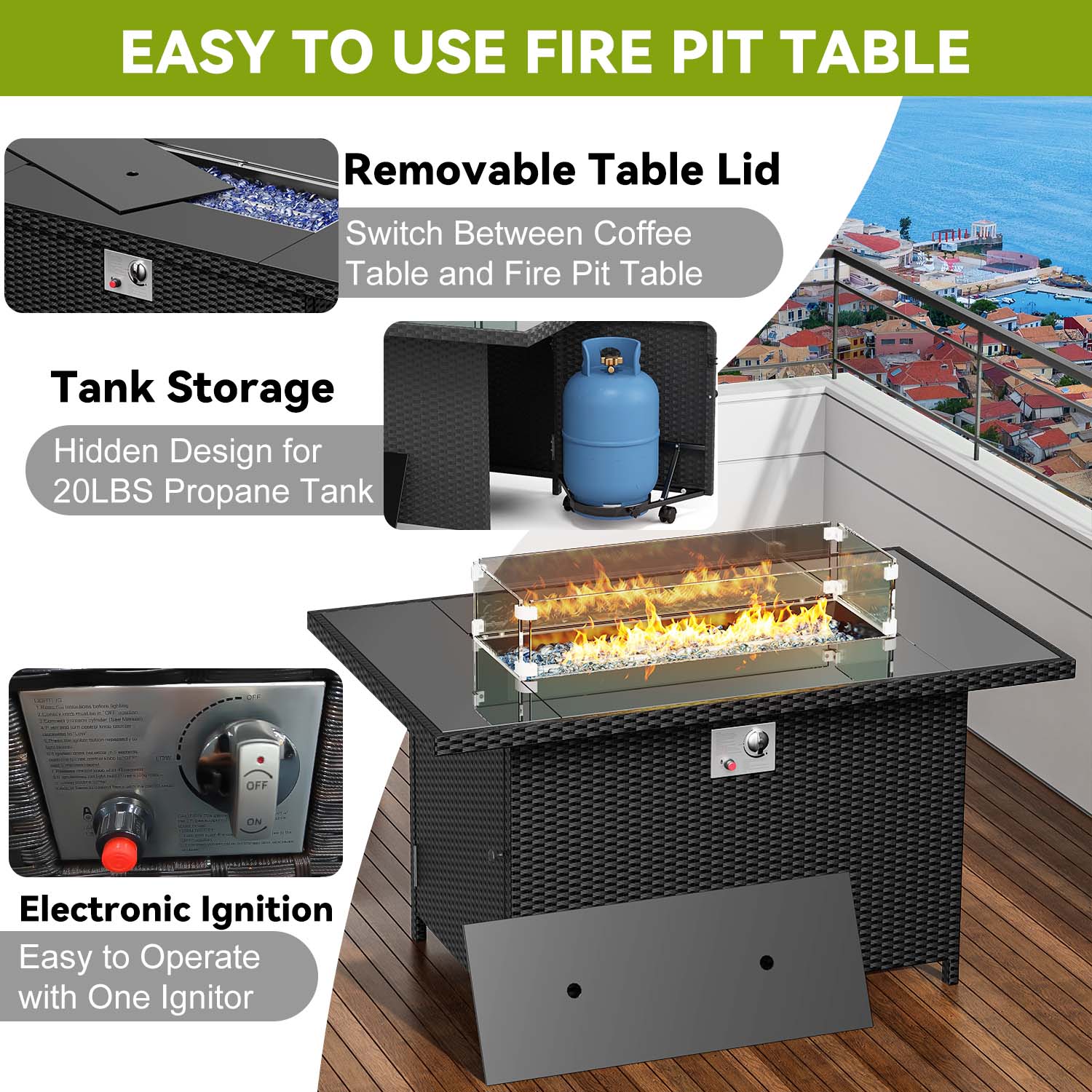 EmberLux™ Propane Fire Pit Table