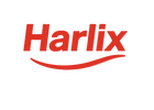 Harlix logo with red text on a white background