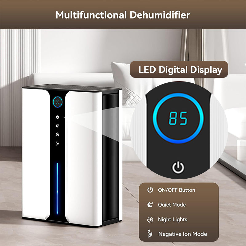 Multifunctional Overly dehumidifier with LED digital display in a room setting