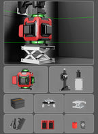 Red and green ocanvas laser with accessories on a gray background