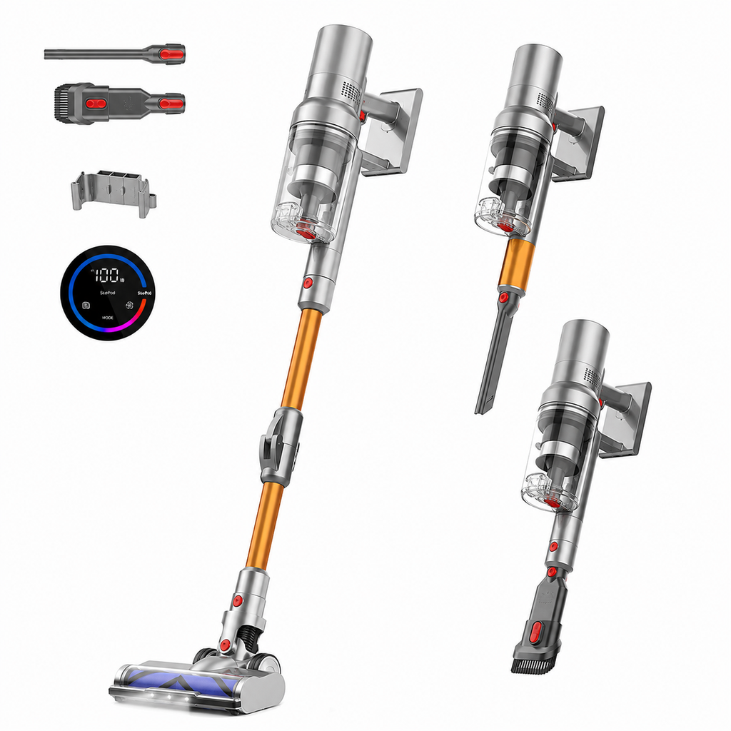 startpod v18 vacuum cleaner with attachments on a white background