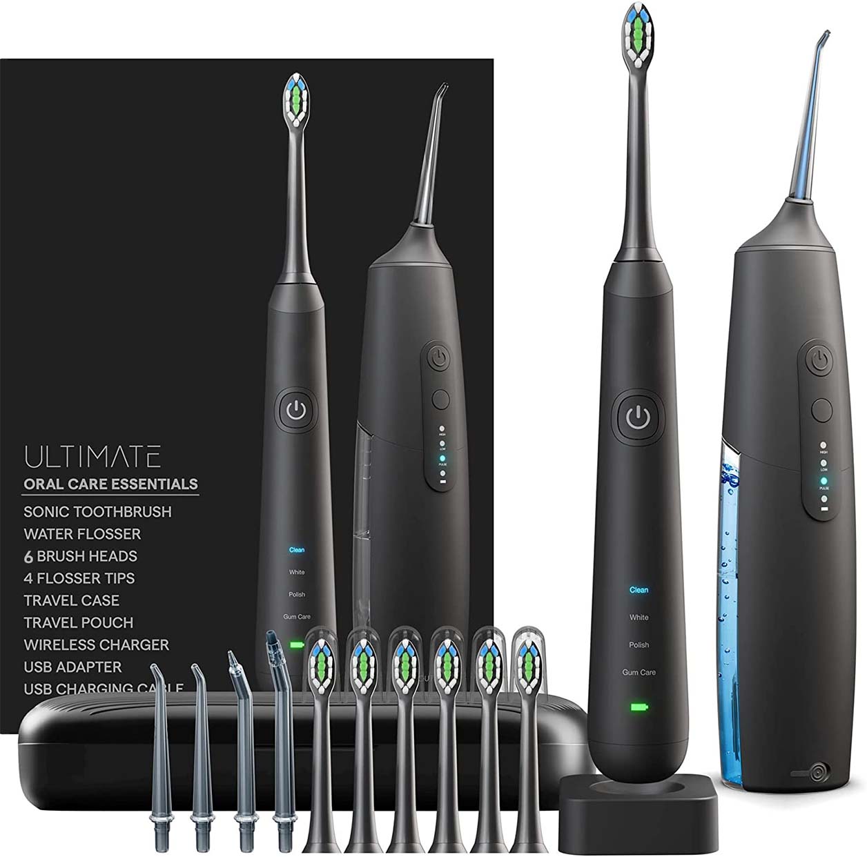 Aerivax Sonic Electric Toothbrush and Water Flosser Combo - main product view 38000VPM SenseIQ 4 modes 200ml complete kit