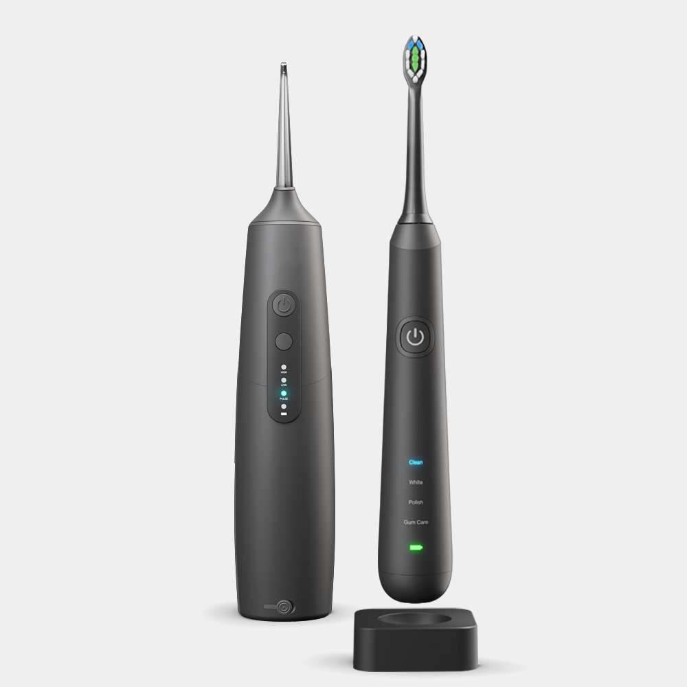 Aerivax Sonic Toothbrush and Water Flosser Combo specifications - Black 100% waterproof SenseIQ inductive charging 38000 VPM 4 modes