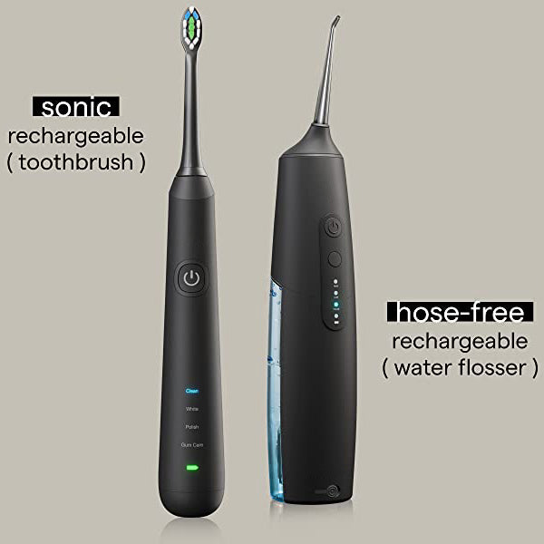 Aerivax Sonic Toothbrush and Water Flosser Combo brush and floss - water pressure massages gums prevents bleeding cleans calculus