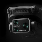 Camera lens with 'CINE F2.5' and 'CAMREA' branding on a dark background